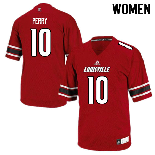 Women #10 Benjamin Perry Louisville Cardinals College Football Jerseys Sale-Red - Click Image to Close